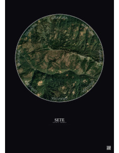 Sete Satellite View Poster 2.5km Color | Gravura – Dark background