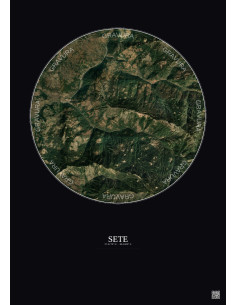Sete Satellite View Poster 5km Color | Gravura – Dark background