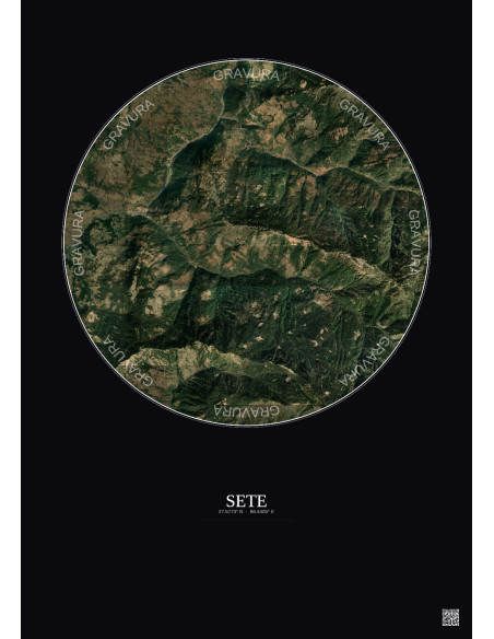 Affiche Sete – Poster vue satellite 5km Couleur | Gravura – Fond foncé
