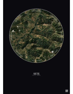 Sete Satellite View Poster 10km Color | Gravura – Dark background