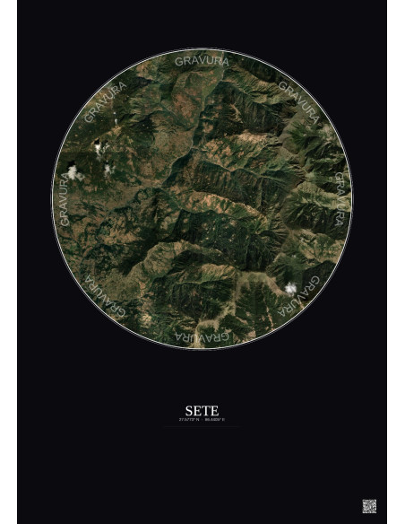 Affiche Sete – Poster vue satellite 10km Couleur | Gravura – Fond foncé