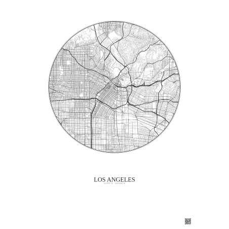 Affiche Los Angeles – Poster carte de ville 10km | Gravura – Fond clair