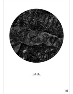 Sete Satellite View Poster 2.5km B&W | Gravura – Light background