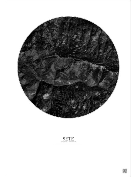 Sete Satellite View Poster 2.5km B&W | Gravura – Light background