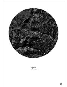 Sete Satellite View Poster 5km B&W | Gravura – Light background