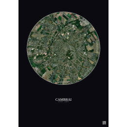 Affiche Cambrai – Poster vue satellite 2.5km Couleur | Gravura – Fond foncé