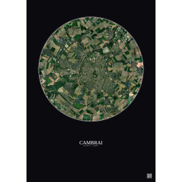 Affiche Cambrai – Poster vue satellite 5km Couleur | Gravura – Fond foncé