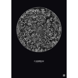 Cambrai Satellite View Poster 10km B&W | Gravura – Dark background