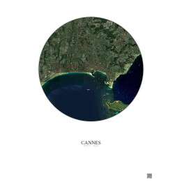 Cannes Satellite View Poster 5km Color | Gravura – Light background