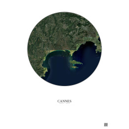 Affiche Cannes – Poster vue satellite 10km Couleur | Gravura – Fond clair