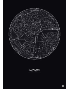 Affiche London – Poster carte de ville 2.5km | Gravura – Fond fo