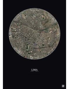 Lima Satellite View Poster 2.5km Color | Gravura – Dark background 2