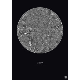 Dijon Satellite View Poster 2.5km B&W | Gravura – Dark background