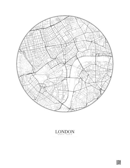 Affiche London – Poster carte de ville 2.5km | Gravura – Fond clair