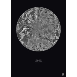 Affiche Dijon – Poster vue satellite 10km N&B | Gravura – Fond foncé