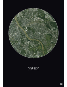 Affiche Warsaw – Poster vue satellite 6km Couleur | Gravura – Fond foncé 2
