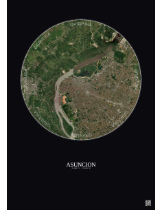 Affiche Asuncion – Poster vue satellite 10km Couleur | Gravura – Fond foncé 2