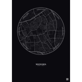 Affiche Manama – Poster carte de ville 2.5km | Gravura – Fond foncé