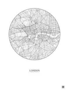 Affiche London – Poster carte de ville 6km | Gravura – Fond clai