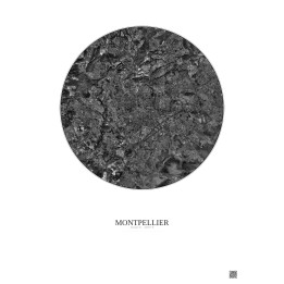 Montpellier Satellite View Poster 10km B&W | Gravura – Light background
