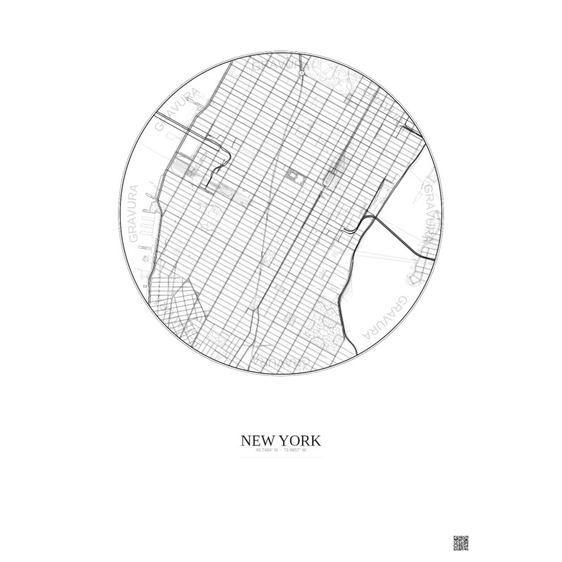 New York City Map Poster 2.5km | Gravura – Light background