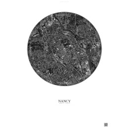 Nancy Satellite View Poster 2.5km B&W | Gravura – Light background