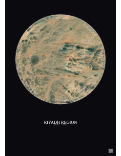 Riyadh Region Satellite View Poster 6km Color | Gravura – Dark background 2