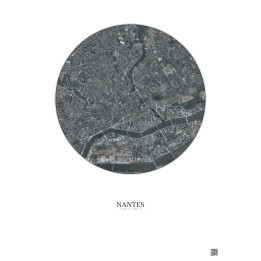 Affiche Nantes – Poster vue satellite 2.5km Couleur | Gravura – Fond clair