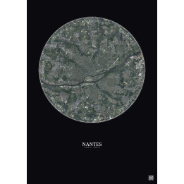Affiche Nantes – Poster vue satellite 10km Couleur | Gravura – Fond foncé
