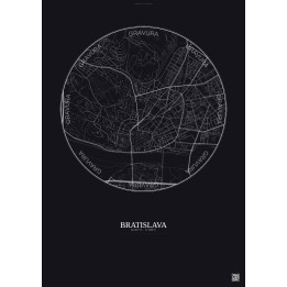 Affiche Bratislava – Poster carte de ville 2.5km | Gravura – Fond foncé