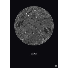 Affiche Paris – Poster vue satellite 10km N&B | Gravura – Fond foncé