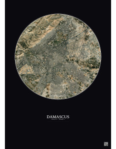 Damascus Satellite View Poster 6km Color | Gravura – Dark background