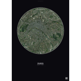 Affiche Paris – Poster vue satellite 10km Couleur | Gravura – Fond foncé