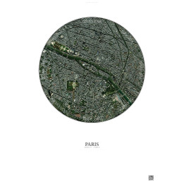 Affiche Paris – Poster vue satellite 2.5km Couleur | Gravura – Fond clair