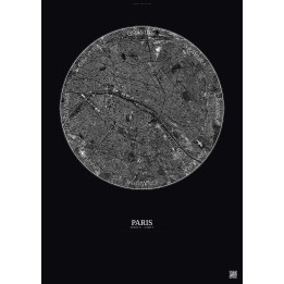 Affiche Paris – Poster vue satellite 6km N&B | Gravura – Fond foncé