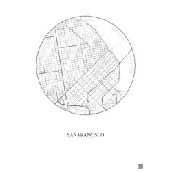 Affiche San Francisco – Poster carte de ville 2.5km | Gravura – Fond clair