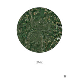 Rouen Satellite View Poster 10km Color | Gravura – Light background