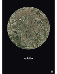 Affiche Ankara – Poster vue satellite 10km Couleur | Gravura – Fond foncé