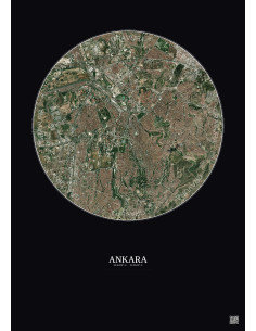 Affiche Ankara – Poster vue satellite 6km Couleur | Gravura – Fond foncé