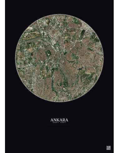 Affiche Ankara – Poster vue satellite 6km Couleur | Gravura – Fond foncé