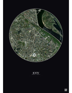 Affiche Kyiv – Poster vue satellite 2.5km Couleur | Gravura – Fond foncé