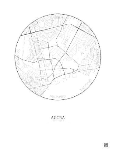 Affiche Accra – Poster carte de ville 2.5km | Gravura – Fond clair