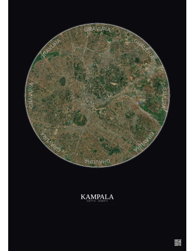 Kampala Satellite View Poster 6km Color | Gravura – Dark background