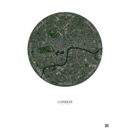 London Satellite View Poster 6km Color | Gravura – Light background