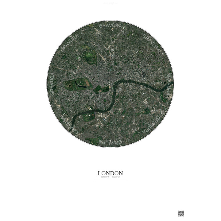 London Satellite View Poster 6km Color | Gravura – Light background