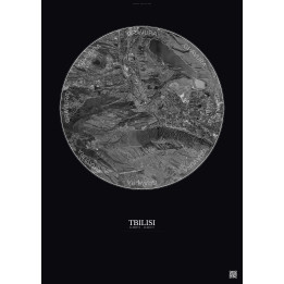 Affiche Tbilisi – Poster vue satellite 10km N&B | Gravura – Fond foncé