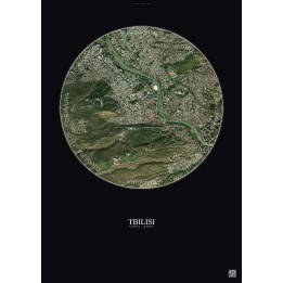 Tbilisi Satellite View Poster 2.5km Color | Gravura – Dark background