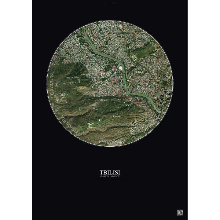 Tbilisi Satellite View Poster 2.5km Color | Gravura – Dark background