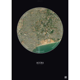 Accra Satellite View Poster 2.5km Color | Gravura – Dark background