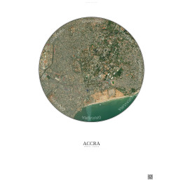 Affiche Accra – Poster vue satellite 2.5km Couleur | Gravura – Fond clair